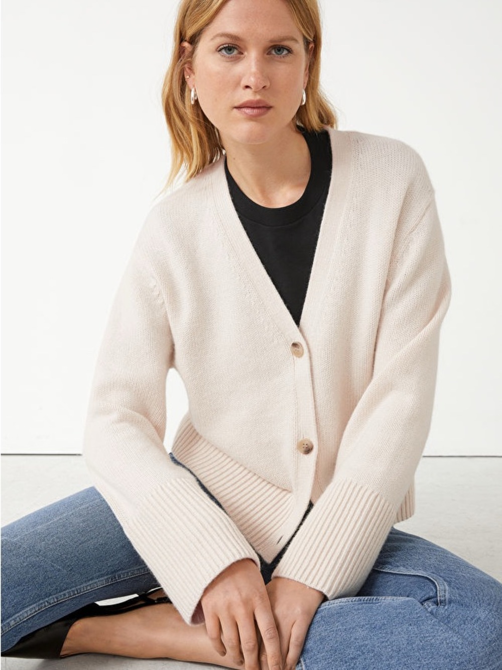 & other stories wool Classic Cream Button-Up Cardigan